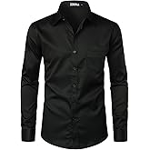 ZEROYAA Men's Urban Stylish Casual Business Slim Fit Long Sleeve Button Up Dress Shirt with Pocket