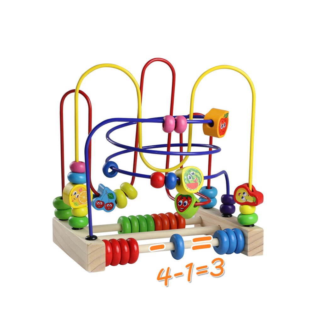 Fajiabao Bead Maze Wooden Toys Roller Coaster Colorful Abacus Circle Toy for Kids Boys Girls