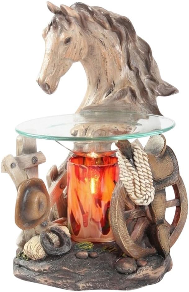 New Poly Resin Horse Head Cowboy Country Western Electric Oil Warmer
