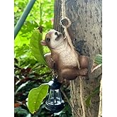 Squirrel Garden Decor Outdoor Statues Resin Climbing Twine with LED Light Waterproof Hanging Animal Figurine for Garden Wall Balcony Tree Decoration Gift