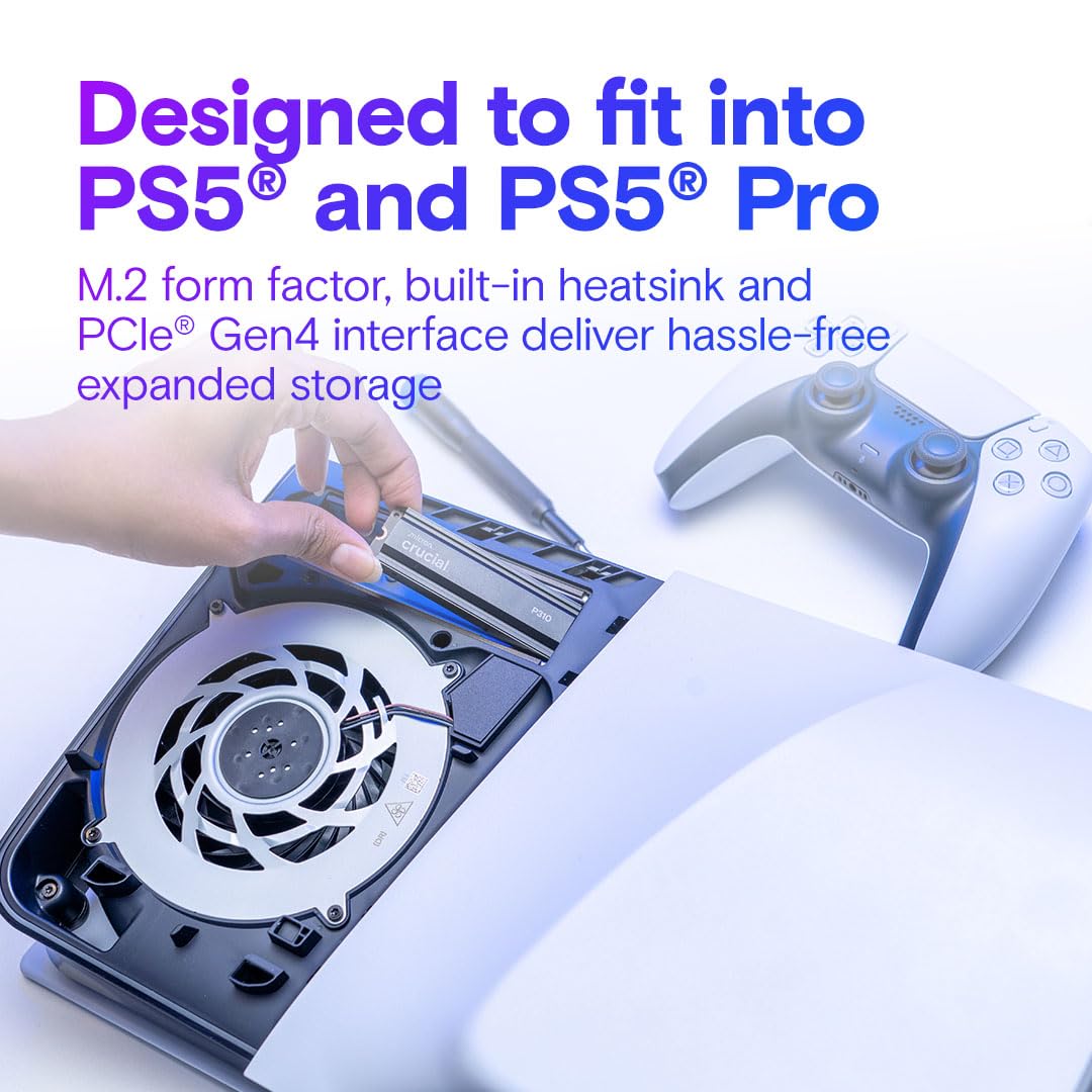 Crucial P310 PS5 SSD 2TB PCIe Gen4 NVMe M.2 Interne Festplatte mit Kühlkörper, bis 7100 MB/s, Gaming für PS5, Desktop PC - CT2000P310SSD5-01 3