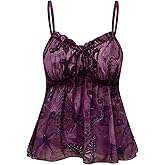 SOLY HUX Women's Plus Size Vintage Printed Camisole Tie Front Summer Beach Vacation Cami Tops