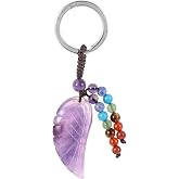 moonsix Crystal Wing Keychain with 7 Chakra Beads | Natural Reiki Healing Stones Keyring Charm Decor for Unisex