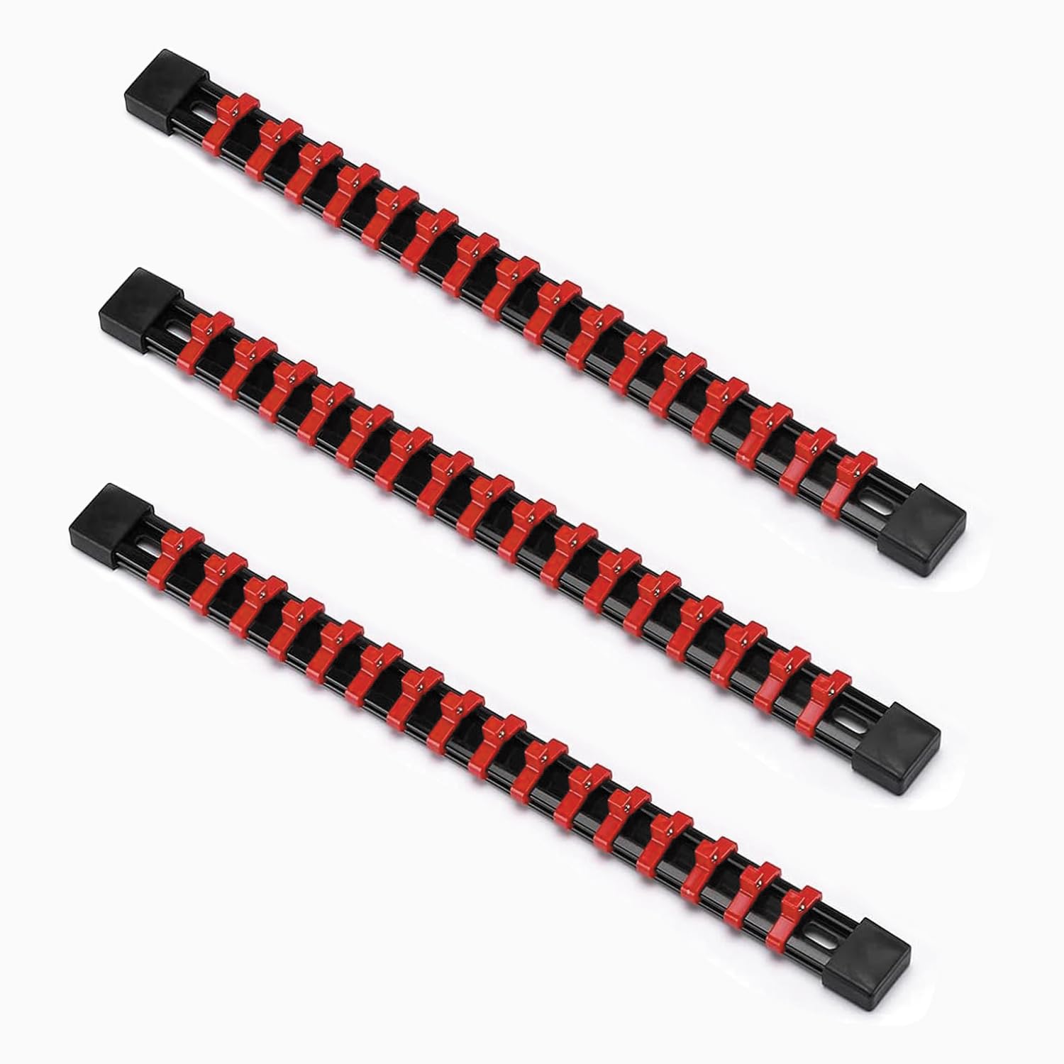 ACEBON Tools 3 Piece Socket Organizers - 1/4 inch Drive, Portable Socket Clip Rail Holders, Holds Maximum 48 Sockets