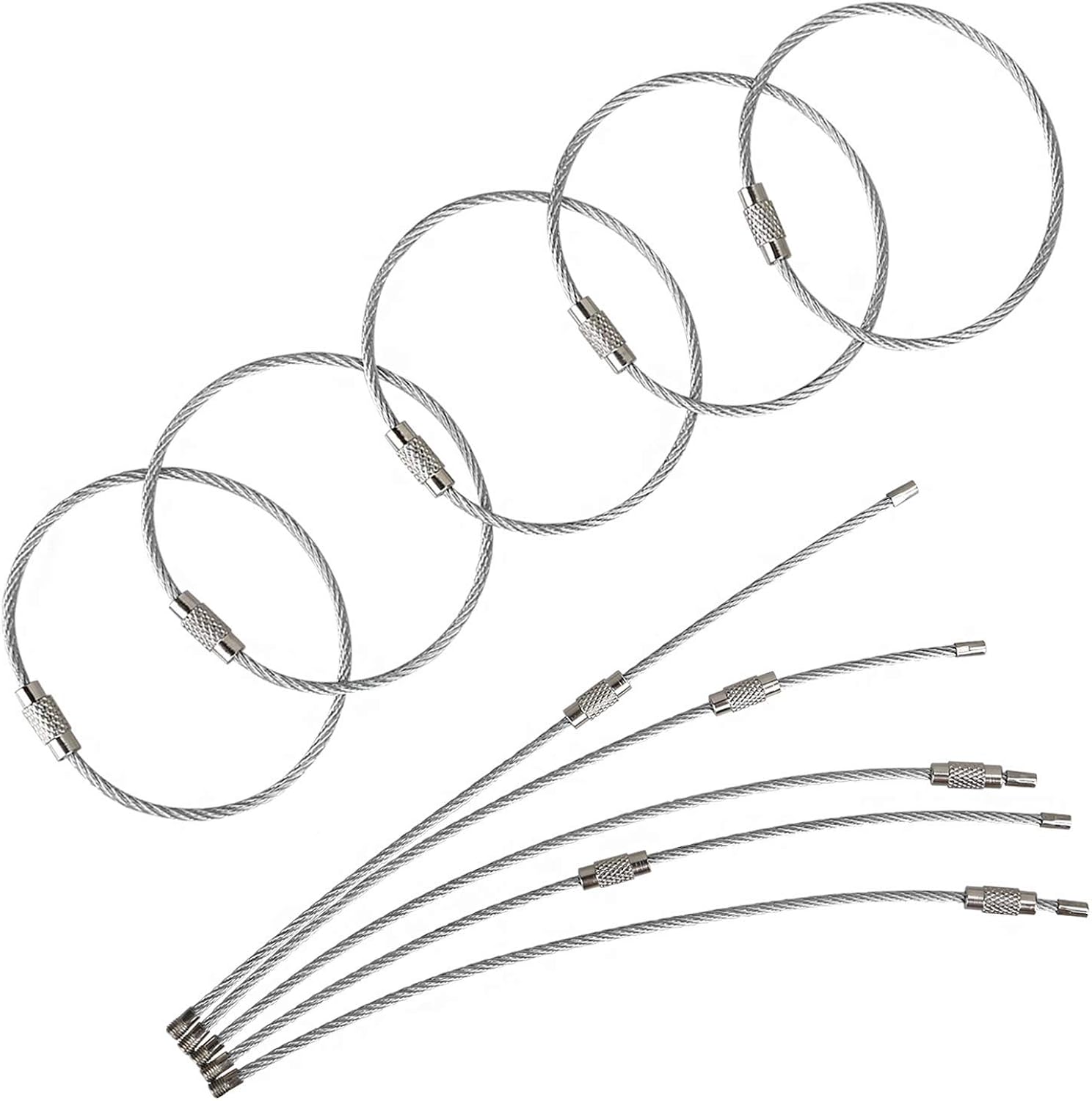 Pawfly Wire Keychain Cable 6 inch Stainless Steel Key Ring Loop for Outdoor Hiking: Clothing