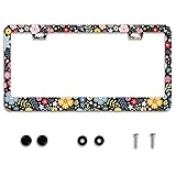 Personalise Colorful Floral Flowers License Plate