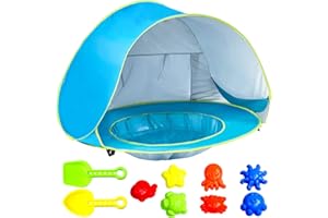 YAVAYI Baby Beach Tent: with Beach Sand Toys - Pop Up Shade with Infant Pool Cabana UV Protection Waterproof Sun Shelter Umbr