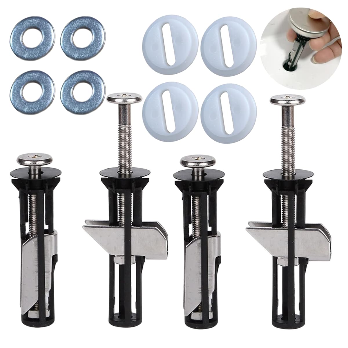 Universal Toilet Seat Bolts and Screws, Quick Release Hinge Fasteners, Easy to Install Toilet Seat Replacement Parts Kit (4)