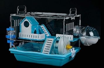 Amazon ハムスターケージ クリアブルー おしゃれな２階建て アクリルケージ すぐ飼える 全部揃った飼育セット ハムスター 量販店にないデザイン Dbp 大伸物産 飼育ケージ 通販