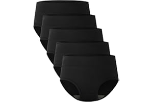 BAMBOO COOL Women's Underwear High Waisted Briefs Full Coverage Soft and Breathable Panties, 5-Pack