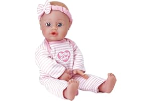 ADORA Amazon Exclusive Soft & Cuddly Sweet Baby Girl, 11” Adorable Baby Doll with Bright Blue Eyes and Blonde Painted Hair, Includes Headband and Pink Stripe Onesie