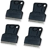GWEITOOL 4Pcs Mini Razor Blade Scraper Plastic Razor Blade Scraper Tool 1.5" Blade for Removing Stickers,Glue,Labels,Decal,Paint,Stain,Vinyl