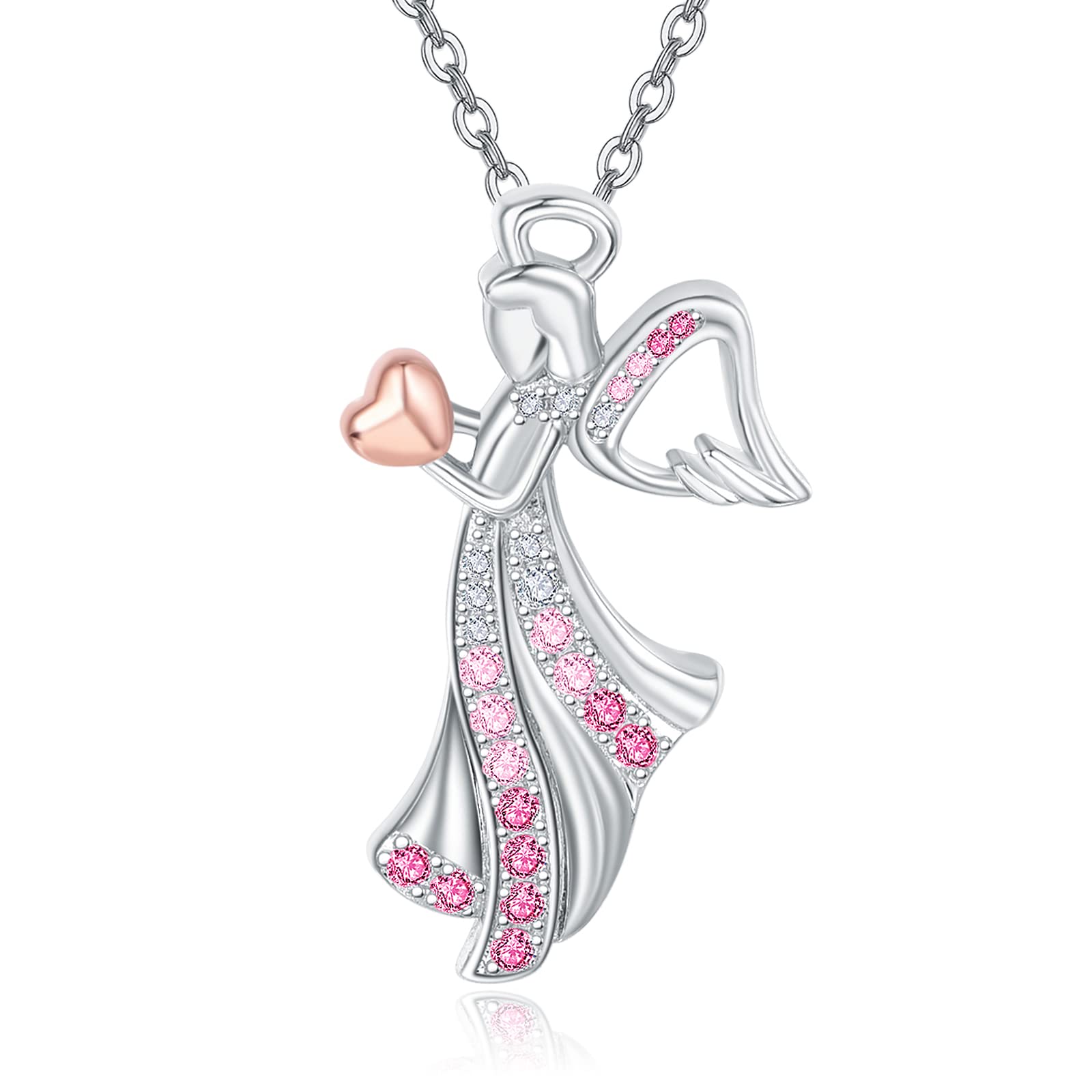 KINGWHYTE Guardian Angel Necklace 925 Sterling Silver Angel Wings Necklace Jewellery Gifts for Women Girls Daughter Friends