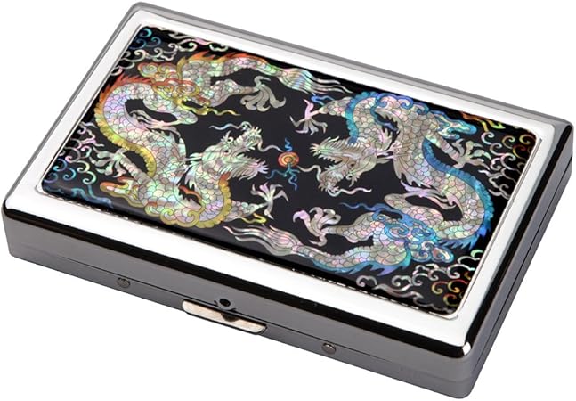 Amazon Co Jp 螺鈿細工 龍 ドラゴン ロングサイズ キングサイズ 85mm 100s 100mm 16本収納 シガレットケース タバコケース 煙草入れ 名刺入れ カードケース Rfidブロック機能付き ドラッグストア