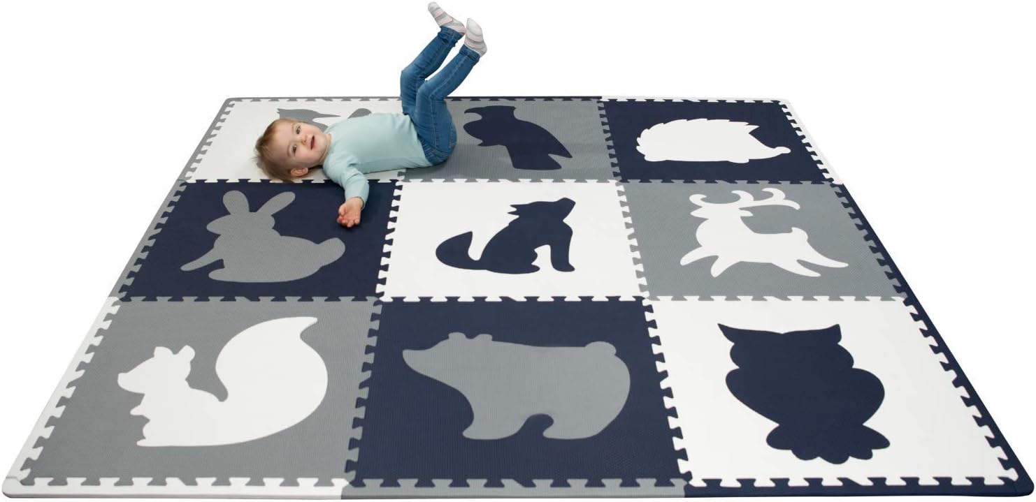 Hakuna Matte Large Baby Play Mat 6ft x 6 ft – 9 Interlocking Floor Tiles with Edges – 20% Thicker Foam Play Mat for Crawling, Playing & Yoga – Playmat is CPC Certified, Odourless, Non-Toxic: Toys & Games
