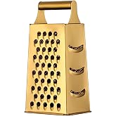 Eitonbu Stainless Steel 4 Sides Multifunctional Grater Slicer with Handle | Gold,for Ginger, Garlic, Cucumbers, Carrots, Cheese, Potato, Ergonomic Design Kitchen Gadgets Accessories