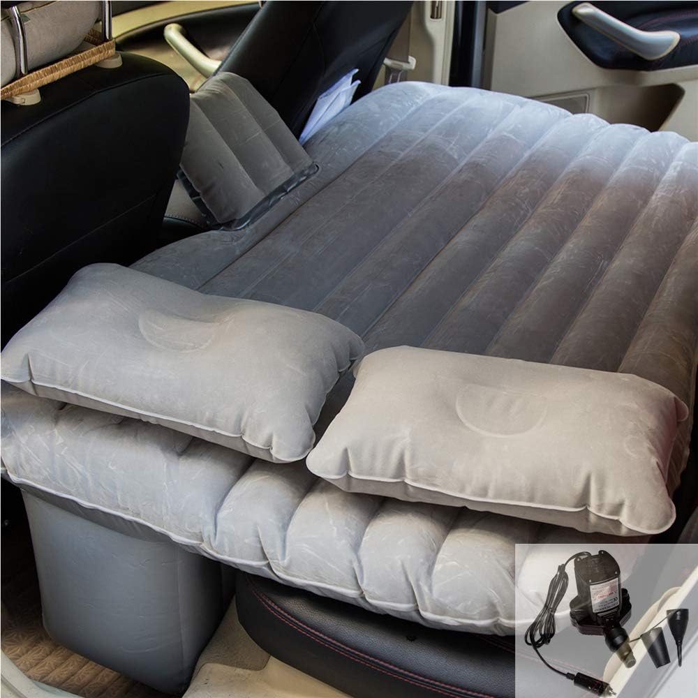 goldhik Car Travel Inflatable Mattress Flocking Air Bed Camping Universal SUV Back Seat Extended Air Couch Two Air Pillows