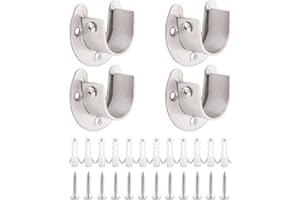 ULIFESTAR Stainless Steel Closet Rod Holder Bracket Socket Flange Supports,Heavy Duty & Sturdy Shower Curtain Rod Pole Bracket Furniture Hardware,25mm Dia (4 PCS)
