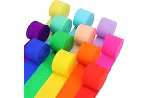 OUN NANA 12 Rolls Crepe Paper Streamers, 12 Colors Streamers Party Supplies for Birthday Party Baby Shower Rainbow DIY Christmas Halloween Wedding Ceremony Various Large Festivals Decoration
