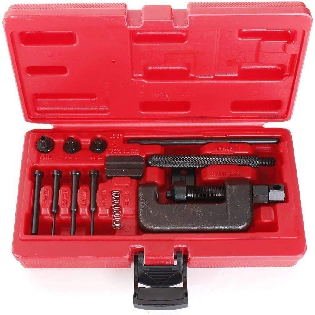 MEETOZ 13pcs Motorcycle ATV Bike Drive Chain Cutter Breaker Splitter Link Riveter Riveting Repair Tools