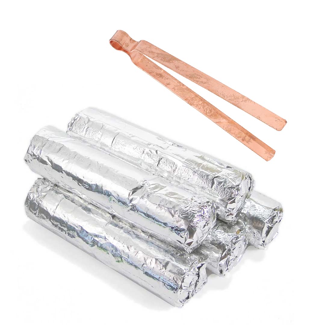 NKlaus 5 rolls of incense charcoal Ø 33mm quick ignition and copper tongs for incense burner 40642