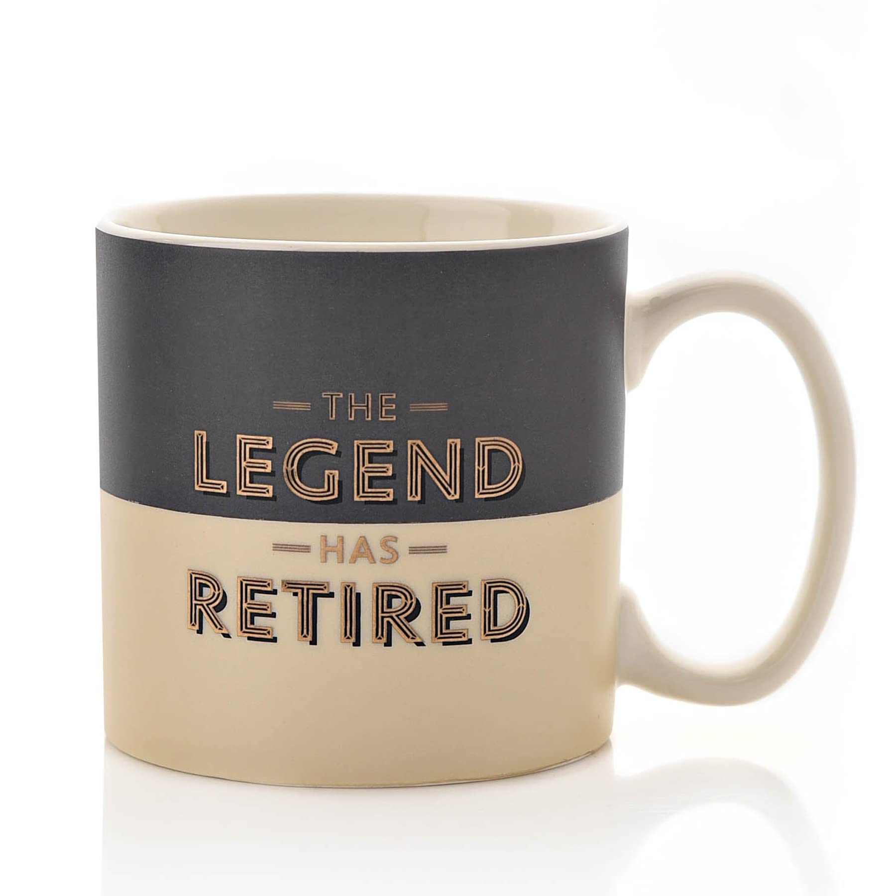 Grey / White Ceramic Mug with Gold Detail - The Legend has Retired