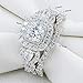 Newshe Jewellery 5A Cz Engagement Wedding Ring Set for Women 925 Sterling Silver 2.4ct Round Pear White Size 4-13