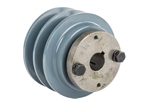 MASTERDRIVE Cast Iron 3.35" Dual Groove Belt B Section 5L Pulley w/ 3/4" Sheave Bushing