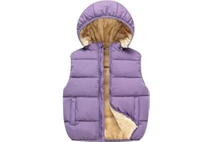 YAGATA Toddler Puffer Vest Boys Girls Fleece Vest Puffy Toddler Boy Sleeveless Jacket Coat with Removable Hood