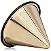 Barista Warrior Compatible with Hario V60 Pour Over Coffee Filters - Reusable Stainless Steel - Best Coffee Maker and Bar Accessories (Gold Titanium Coated)