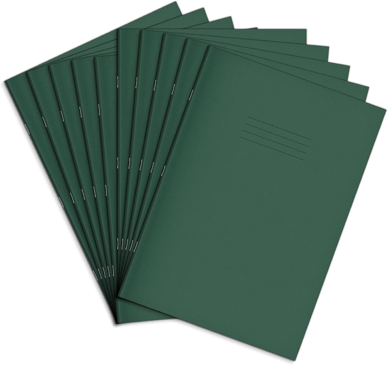 Rhino A4 Exercise Books, 48-Page / 10mm Squared Paper Notebook, 10-Pack, Office & School Stationery Supplies, Dark Green