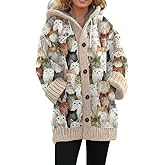 BAIREG Womens Oversized Boho Hooded Fleece Lined Chunky Cardigan Sweaters Casual Knit Button Up Jackets Warm Coats for Women