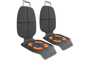 HEYTRIP Car Seat Protector, 2 Packs, Rear-Facing/Forward Facing Car Seat Mat for 0~12 Years Old Children, Waterproof, Easy Cleanup, Non-Slip, Fit Most Car Seats(Dark Grey Orange)