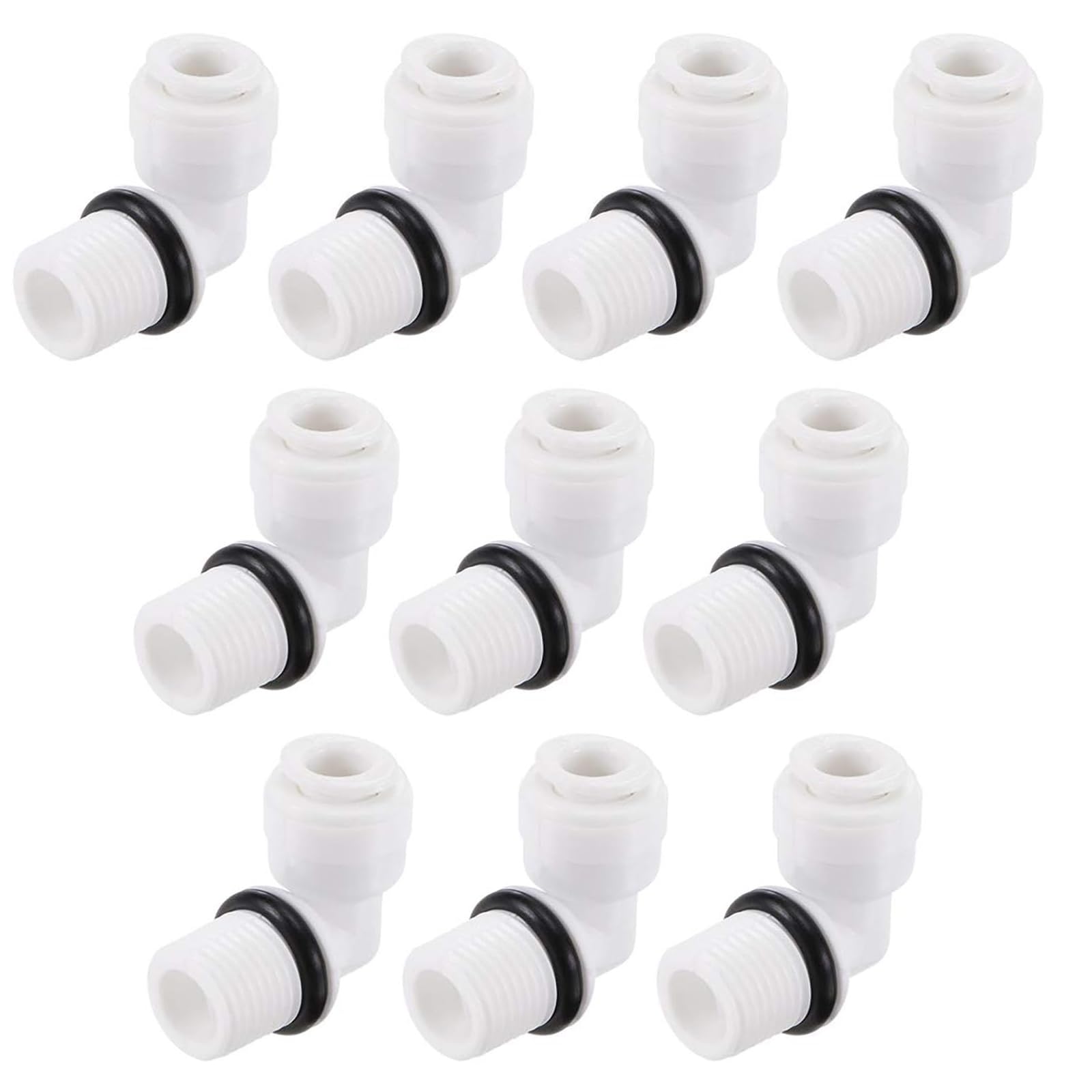 TOP-VIGOR 10Pcs Elbow Water Filter Fitting Tube Connect, Plastic Ball Valves Water Purifier Fittings Pipe, G1/4" Male Thread to G1/4" Tube Quick Connector for RO Reverse Osmosis Water Filter Fittings