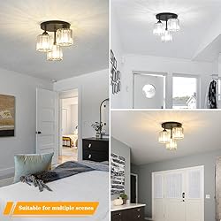 Crystal Semi Flush Mount Ceiling Light, 3-Light