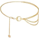 TIESOME Multilayer Metal Waist Chain Belt for Women, Sun Moon Belly Belt Body Chain Jewelry Accessories for Dress Jeans