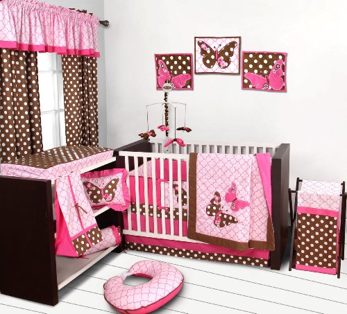 UPC 796629353091, Butterflies pink/chocolate 10 pc Crib Set