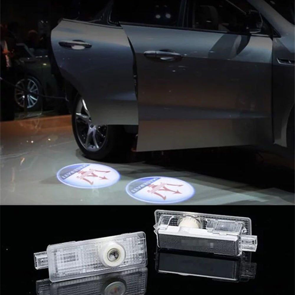DELEIKA 2017 Maserati LOGO Car door LED logo projector Light ghost shadow light For Quattroporte Ghibli GranTurismo GranCabrio Levante (Quattroporte, LOGO:1)