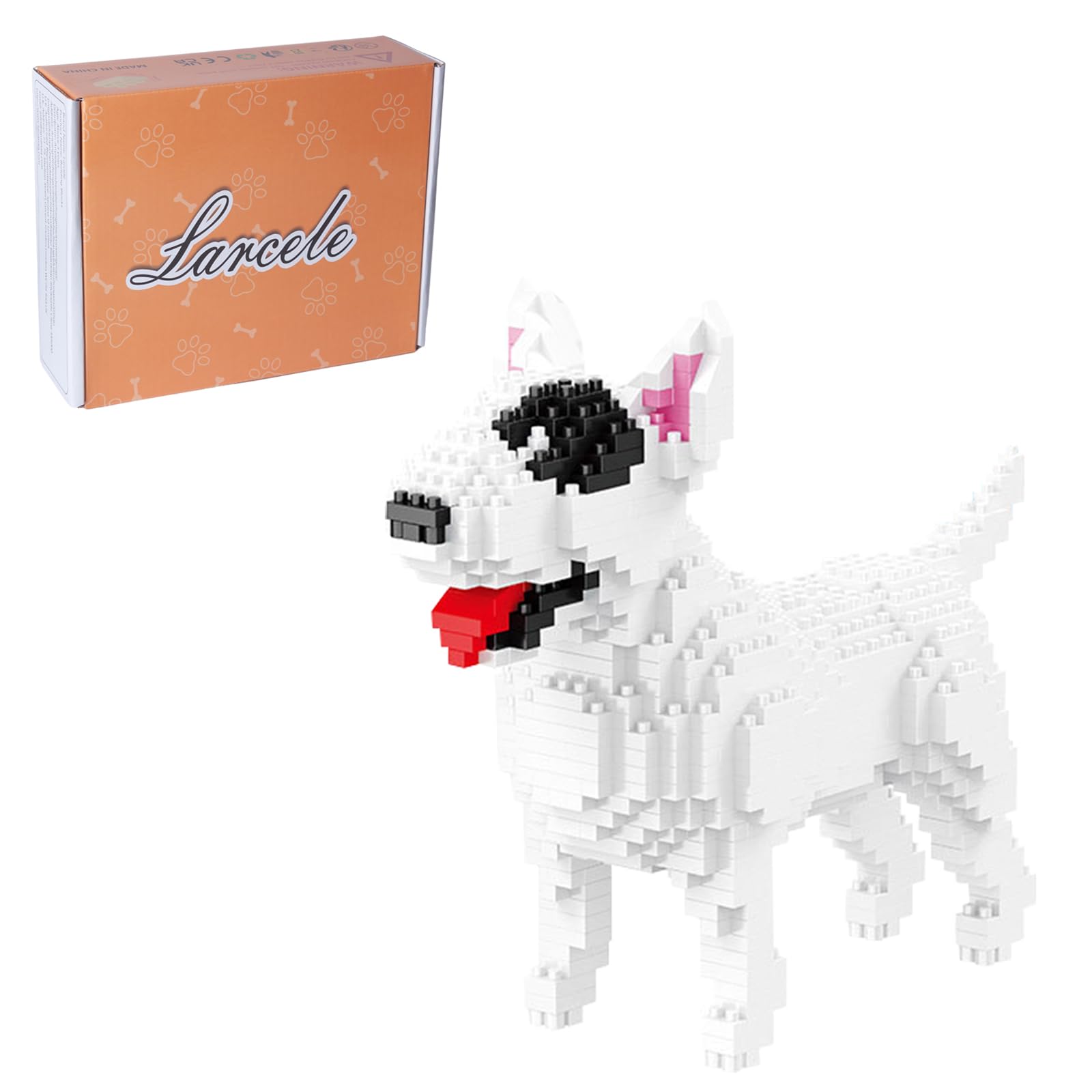 Larcele Mini Building Blocks Animal Set, DIY Micro 3D Building Toy Bricks,797 pcs KLJM-05 (Bull Terrier)