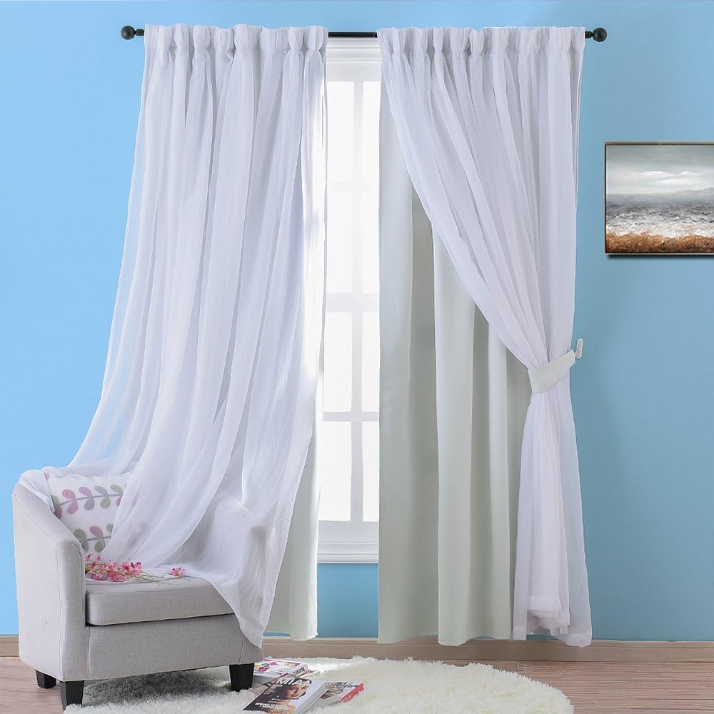 Amazon Com Nicetown Layered Curtain Mix Match Elegance White
