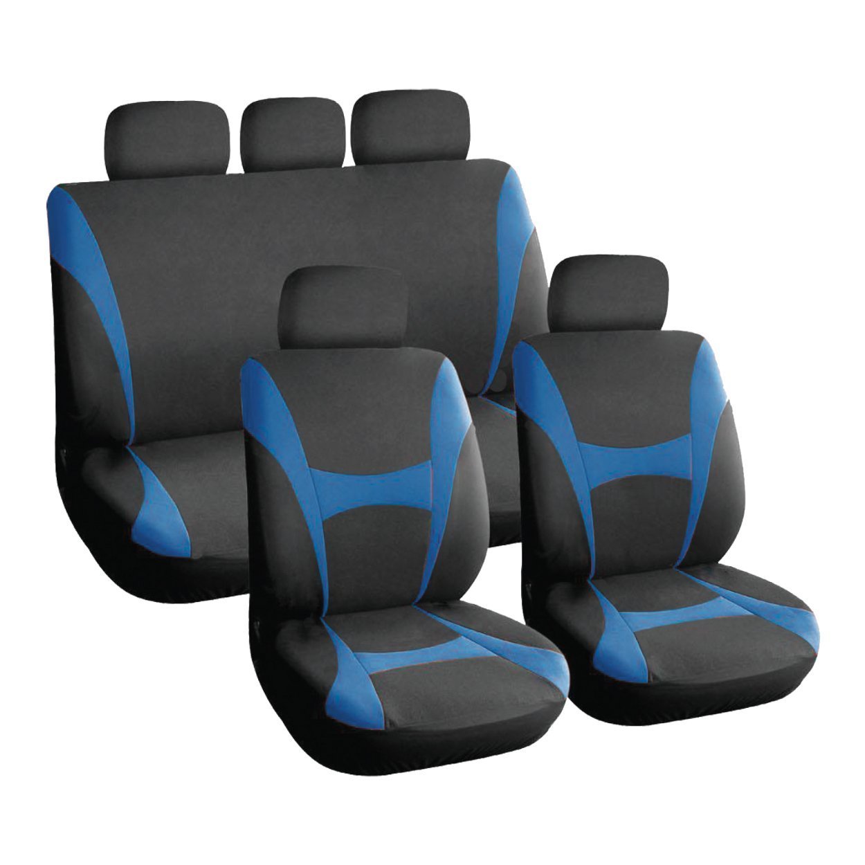 Xtremeauto® Universal Full Car Front And Rear Seat Cover Protectors Set - Durable (Blue)
