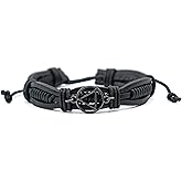 The Token Shop Adjustable Black Leather AA Bracelet with Alcoholics Anonymous Circle Triangle Charm | Sobriety Gift for Men and Women in Recovery