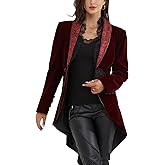 SUPLEAP Women's Victorian Lace Tailcoat Pirate Gothic Steampunk Jackets Medieval Lapel Coat