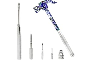 LASUND Multifunctional 6 in 1 Floral Hammer and Screwdriver Tool - Multitool Hammer for Camping, Nails, and Tacks - Small Purple Hand Tool for Women (Purple)