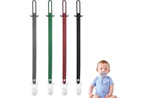 INTATIKOO 4pcs Silicone Pacifier Clip Holder, Baby Boys and Girls One-Piece Baby Pacifier Clip Holder, Holds Pacifier, Teether and Small Toys, Soft & Durable, BPA Free(Style A)