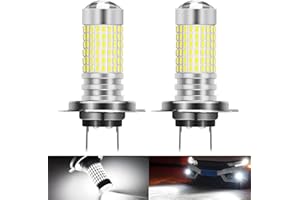 NATGIC White H7 LED Bulbs H7 Led Fog Light Bulbs DRL 6000K 3000LM 3014SMD 144-EX Chipsets with Lens Projector For Automotive Driving Lamps, Daytime Running Lights/DRL,12-24V White(Pack of 2)