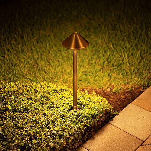 VOLT Conehead 12V Brass Path Light (7-Inch Shade)