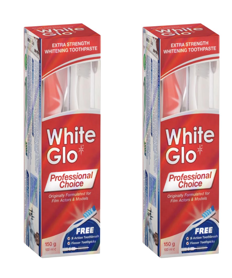2 Packs White Glo Extra Strength Whitening Toothpaste Professional Choice 150 Gr