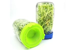 ERYUE Plastic Sprouting Lids Durable Complete Drainage for Wide Mouth Jars 4 Pcs Ideal for Organic Broccoli Sprouts, Lentil B
