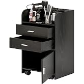 4ever2buy Salon Station for Hair Stylist, Salon Station Cart with Wheels | Black Beauty Barber Station,Mobile Organizer for Salon, Spa, Barbershop, Nail &amp; Beauty Tools